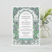 アールヌーボーのカラフルな結婚式招待状(#2)を置いて下さい 招待状 (スタンド正面)