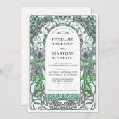 アールヌーボーのカラフルな結婚式招待状(#2)を置いて下さい 招待状 (正面/裏面)