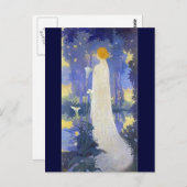 アールヌーボーのカリリリー付き女性 ポストカード (正面/裏面)