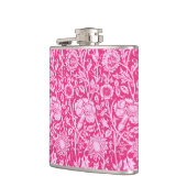 アールヌーボーのカーネーションのダマスク織、明るい赤紫色のピンク フラスク (左)