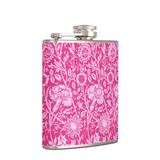 アールヌーボーのカーネーションのダマスク織、明るい赤紫色のピンク フラスク (右)