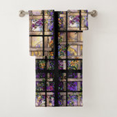 アールヌーボーのステンドグラスの花のBathタオルセット バスタオルセット (インサイチュ)