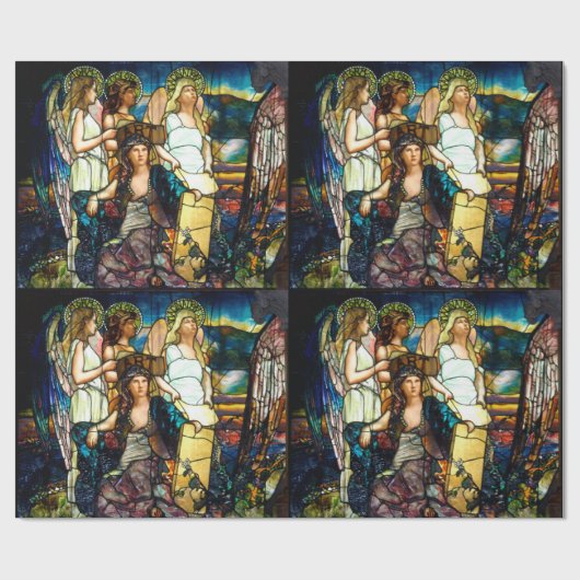 アールヌーボーのステンドグラス ラッピングペーパー (フラット)