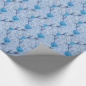 アールヌーボーのチューリップのダマスク織、コバルトブルー ラッピングペーパー (角)