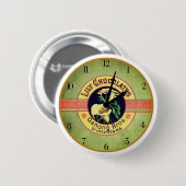 アールヌーボーのチョコレート広告時計 缶バッジ (正面&裏面)