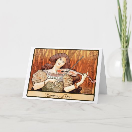 アールヌーボーのバイオリンの女の子 カード (正面)
