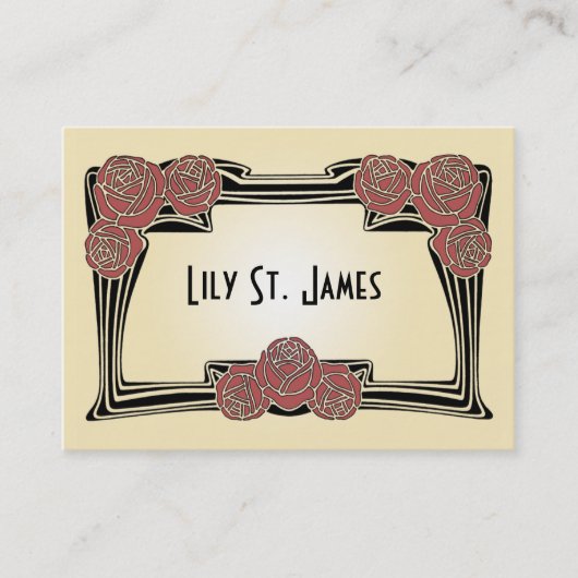 アールヌーボーのバラのぽっちゃりしたカード 名刺 (正面)