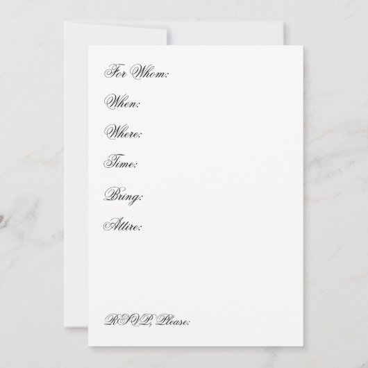 アールヌーボーのブライダルシャワーの招待状 招待状 (裏面)