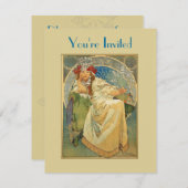 アールヌーボーのプリンセスのブライダルシャワーの招待状 招待状 (正面/裏面)