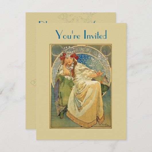 アールヌーボーのプリンセスのブライダルシャワーの招待状 招待状 (正面/裏面)