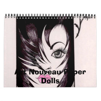 アールヌーボーのペーパー人形のカレンダー カレンダー