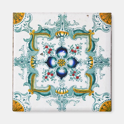 アールヌーボーのマジョリカタイル マグネット (正面)