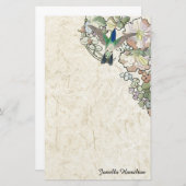 アールヌーボーのミュシャによってはハチドリの文房具が開花します 便箋 (正面/裏面)