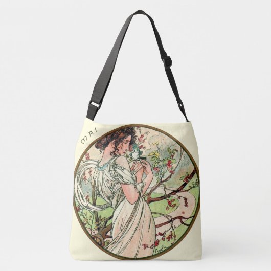 アールヌーボーのミュシャのカレンダーはよろしいです クロスボディバッグ (裏面)