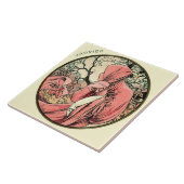 アールヌーボーのミュシャのカレンダー1月 タイル (側面)