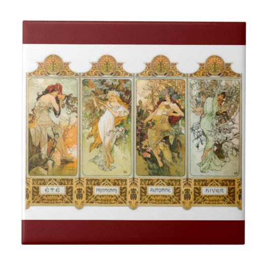 アールヌーボーのミュシャのタイル タイル (正面)
