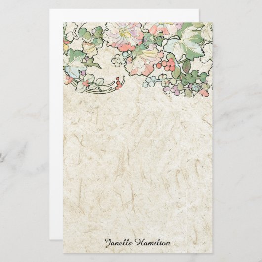 アールヌーボーのミュシャのHollyhockによっては文房具が開花します 便箋 (正面/裏面)