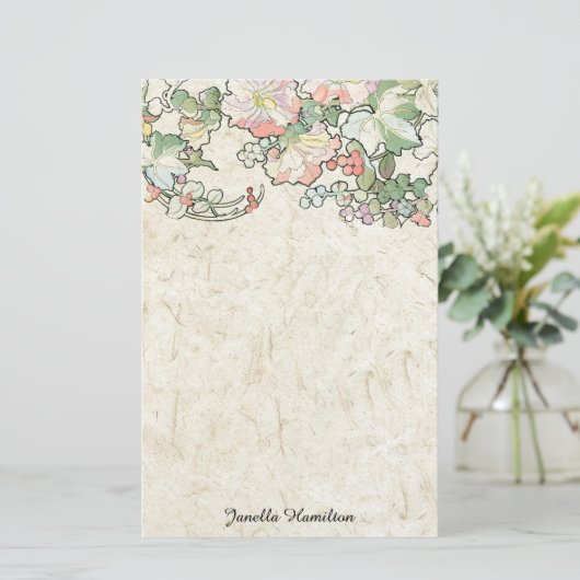 アールヌーボーのミュシャのHollyhockによっては文房具が開花します 便箋 (スタンド正面)