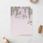 アールヌーボーのヴィンテージの藤の花柄はノート感謝していしています ノートカード (正面/裏面インサイチュ)