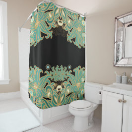アールヌーボーのヴィンテージ、花柄、エレガントな美女のépoque bl シャワーカーテン