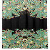 アールヌーボーのヴィンテージ、花柄、エレガントな美女のépoque bl シャワーカーテン (正面)