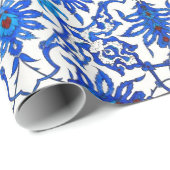 アールヌーボーの中国のなタイル-コバルトブルー及び白 ラッピングペーパー (ロールコーナー)