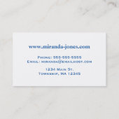 アールヌーボーの中国のなタイル-コバルトブルー及び白 名刺 (裏面)