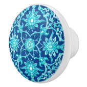 アールヌーボーの中国のなパターン-ターコイズおよび青 セラミックノブ (右)