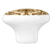 アールヌーボーの中国のなパターン-ブラウンおよびベージュ色 セラミックノブ (側面)