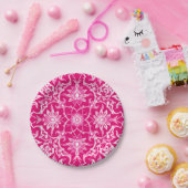 アールヌーボーの中国のなパターン-暗い赤紫色のピンク ペーパープレート (パーティー)