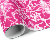 アールヌーボーの中国のなパターン-暗い赤紫色のピンク ラッピングペーパー (ロールコーナー)