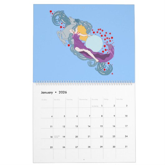 アールヌーボーの女性 カレンダー (1月 2026)