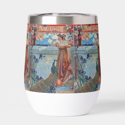 アールヌーボーの婦人と孔雀 (背面)