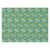 アールヌーボーの孔雀のプリント、コバルトブルー及び緑 テーブルクロス (正面(横))