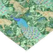 アールヌーボーの孔雀のプリント、コバルトブルー及び緑 テーブルクロス (アングル)