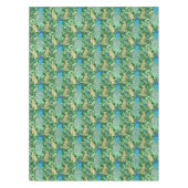 アールヌーボーの孔雀のプリント、コバルトブルー及び緑 テーブルクロス (正面)