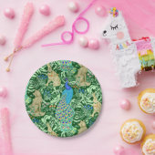 アールヌーボーの孔雀のプリント、コバルトブルー及び緑 ペーパープレート (パーティー)