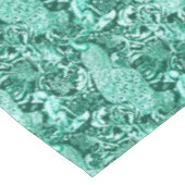 アールヌーボーの孔雀のプリント、ターコイズおよび水 テーブルクロス (アングル)