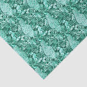 アールヌーボーの孔雀のプリント、ターコイズおよび水 薄葉紙 (詳細)