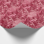 アールヌーボーの孔雀のプリント、バーガンディのワイン ラッピングペーパー (角)