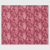 アールヌーボーの孔雀のプリント、バーガンディのワイン ラッピングペーパー (フラット)