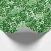 アールヌーボーの孔雀のプリント、深緑色 ラッピングペーパー (角)