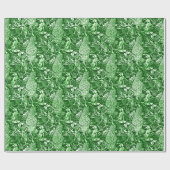 アールヌーボーの孔雀のプリント、深緑色 ラッピングペーパー (フラット)