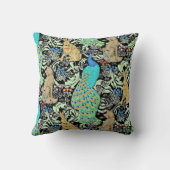 アールヌーボーの孔雀、ターコイズ及びニュートラル クッション (裏面)