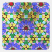 アールヌーボーの幾何学的なステンドグラス窓 スクエアシール (正面)