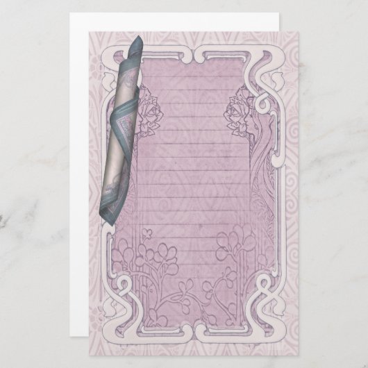 アールヌーボーの文房具-ガール著香料入りの秘密、 便箋 (正面/裏面)