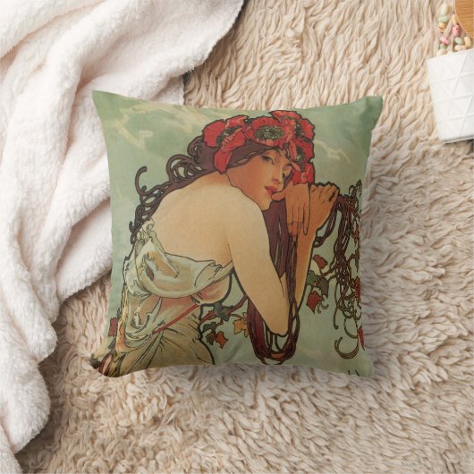 アールヌーボーの枕 クッション (ブランケット)