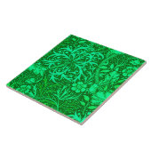 アールヌーボーの海藻花柄、エメラルドグリーン タイル (側面)