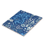 アールヌーボーの海藻花柄、コバルトブルーおよび白 タイル (側面)