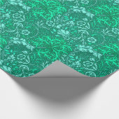アールヌーボーの海藻花柄、ターコイズおよび水 ラッピングペーパー (角)